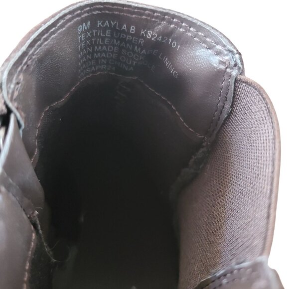 Kensie 9 Kayla B Chelsea Boots Faux Suede Zipper Ankle Bootie Chunky Shoe Brown - Picture 6 of 8